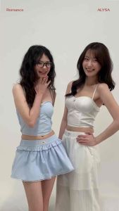 As mabel top สายเดี่ยวมีบราขอบลูกไม้ (เฉพาะเสื้อ)