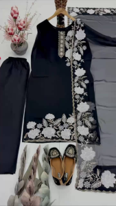[PRE-ORDER] 2026 JULY BLACK HEAVY GEORGETTE EMBROIDERED PALAZZO SUIT WITH DUPATTA SIZE M TO 2XL ( DELIVERY 10 WORKING DAYS) ETA: 2026-12-30 | DESIGNER PARTY WEAR BLACK EMBROIDERED SALWAR KAMEEZ