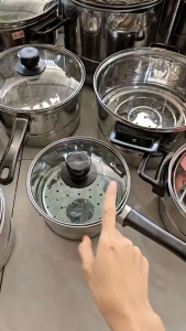 (BUBBLEWRAP) PANCI SARANG GAGANG HITAM PANJANG KUKUS/STEAMER TUTUP KACA 16CM