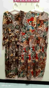 Gamis Dress Wanita Katun Rayon Maxy Motif Bangkok