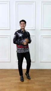 Batik Pria Lengan Panjang 2024 Batik Bhimasena motif KRISNA WIDYA Kemeja Terkini Modern Mewah Berkarakter Modis Indonesia