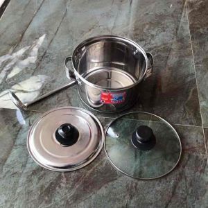 PANCI MASAK SAYUR 18cm STAINLES TUTUP KACA FREE CENTONG