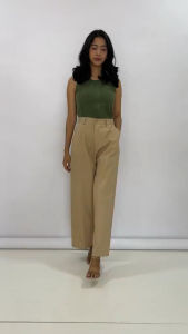 MELVA SLIT PANTS Kulot highwaist celana kulot bahan katun loose pants Grosir saandang