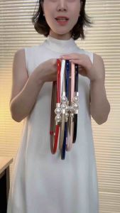 เข็มขัดไข่มุก หนัง PU ทั้งเส้น ปรับยาวได้ 160 ซม แฟชั่น พร้อมส่ง