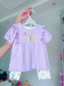 Bộ tay ngắn quần dài bé gái in hình Miwoo xuất Nhật chất cotton co giãn thoải mái