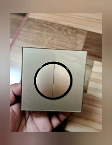 saklar lampu 2 gang gold krystal dengan led indicator 1 way