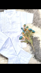 Koko Putih Bordir Anak Laki-Laki Usia 1th - 15th Lengan Pendek Best Seller Bonus Peci