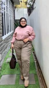 Celana Kerja Wanita Jumbo BB 70 - 150 kg an Celana Panjang Twill Jeans Stretch / Melar Office Pants