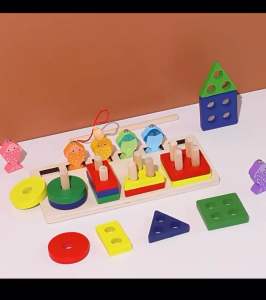 Sorting Stacking & Fishing Toys 2-in-1 Toys Montessori Toys Wooden Magnetic Toddlers Boys Girls Color Recognition 儿童钓鱼游戏
