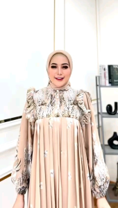 Uniwafda Gamis Zafia Set Hijab Segiempat Ceruty Babydoll Lapis Furing by Glamz