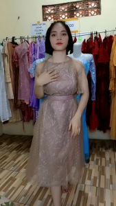 Dress Pesta Kondangan Mewah Midi Dress Brokat Kombi Tile Dot Dress Batwing Dress Seragam Pernikahan Ukuran M L XL XXL Super Jumbo Zh