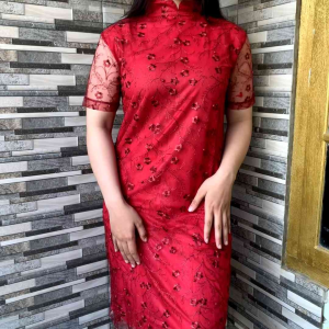 DRESS SHANGHAI BRUKAT TULLE TILE BORDIR Dress natal gereja vr