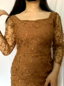 DRESS BRUKAT MUTIARA KOMBI SCUBA AGNES SIZE L XL XXL DRESS BRUKAT PREMIUM