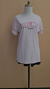 atasan kaos wanita pink muda TZONE cewek L lengan pendek blouse santai