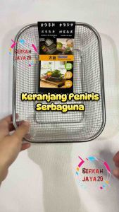 Keranjang Saringan Tirisan Segi Baskom Stainless Steel / Saringan Peniris Buah-Buahan atau Sayuran