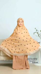 Mukena Rayon Anak Perempuan 2in1 7-10 th Mukenah Renda Anak Free Tas