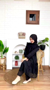 Set Celana Tunik Putih Anak Perempuan Remaja Cutetrik Set Tunik Hitam Babydoll