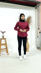 baju tunik hijab polos tangan panjang rib bahan cm24s