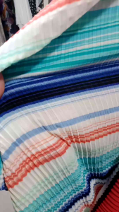 Bahan Kain Plisket Satin Premium Motif Salur Harga 05m