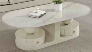 Bàn trà đơn Sofa phòng khách DUALIS mặt đá ceramic có ngăn kéo đựng đồ với chân kim loại bi tròn sang trọng BT-89