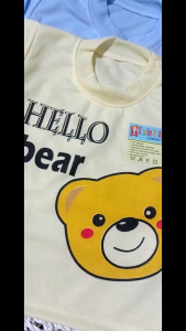 setelan oblong panjang motif BEAR set baju celana panjang kancing bahu setelan bayi/anak 3-12 bulan