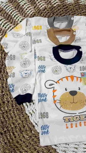 Setelan Oblong Bayi Anak Panjang Putih Motif TIGER