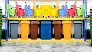 660L/1100L Mobile Garbage Bin 4 Wheel Green Bandaraya Heavy Duty Fibre Waste Outdoor Tong Sampah Beroda