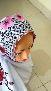 Mukena Lajuran/Terusan Bordir Dewasa Mukenah Lajur Langsungan Bordir Komputer Rukoh