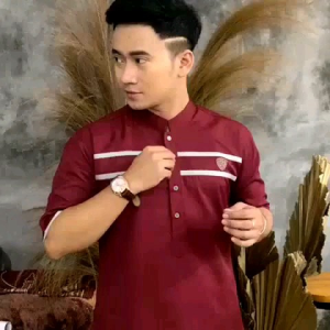 Koko Kurta Pakistan Lengan Pendek Strip // Baju Koko Pria