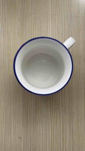 Retro Style Mug – Good Morning Mug – Ceramic Cup with Blue Rim