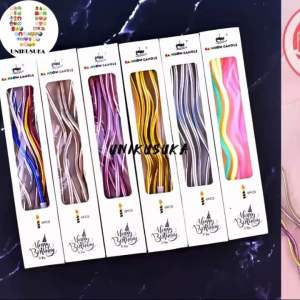 [UNIKUSUKA] Lilin ulang tahun spiral panjang warna metalik 6 pcs Birthday Candle spiral metalic