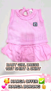 1Set 2Pasang Baby Girl 3-12bulan Eyelet Dress Baby Baju Lubang