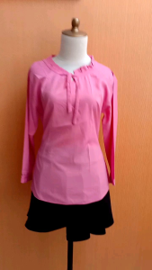 atasan wanita pink M L cewek blouse lengan panjang kerja kuliah blouse