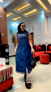 midi dres combad pita tengah jeans rawis