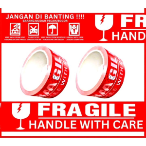 Isolasi Lakban Fragile Merah - Fragile Putih Security Seal Termurah
