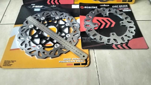 Piringan Disc Cakram Set Depan Belakang Model PSM Hitam NINJA R 150/NINJA S/NINJA SS PNP Tersedia 2 UK untuk Fort 260mm/300mm/Rear 220mm Pnp