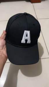 Kids baseball cap with initials A-Z (Black)