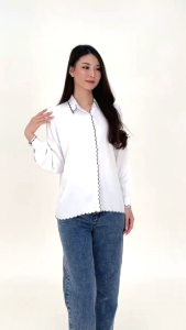 Kemeja wanita putih Shireen premium