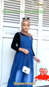 Baju Lebaran 2025: Overall Rok Jeans & Baju Kodok Elegant Denim Oversize Bisa COD