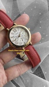 [Original] SHE-3034GL-7B Sheen Elegance Multifunction Women Watch with White Dial and Red Genuine Leather | Official Warranty