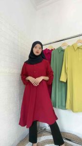 ATASAN WANITA SESILIA LONG TUNIK CRINKLE M L XL
