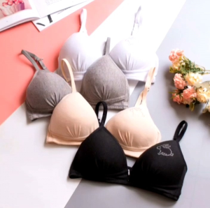 (32-38)Women Non-wired Bra Cotton ABC cup Baju Dalam Wanita Tiada Wayar Lingerie Bra