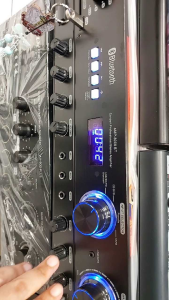 Astron DB Audio AMP-8000BT Concert Professional Stereo Amplifier with 800W x 2 Peak Music Power Output Bluetooth Connectivity Blue LED Display and Knobs Remote Control.