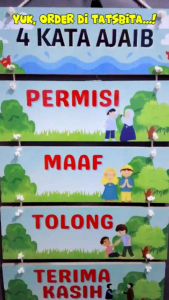 TATSBITA Pajangan Hiasan Dinding Dekorasi Wall Decor 4 Kata Ajaib Susun 5 Tngkat Budayakan 5S Senyum Salam Sapa Sopan Santum 6 Tingkat