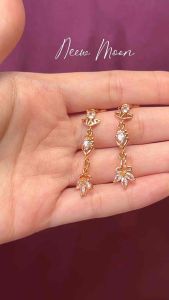 [พร้อมส่ง ✨🔥] ต่างหูระย้าทรงหยดน้ำ ลายดอกไม้ลายไทย เพชรทรงหยดน้ำคัทติ้งละเอียดเล่นแสง เพชรสวิสคัทติ้งคม