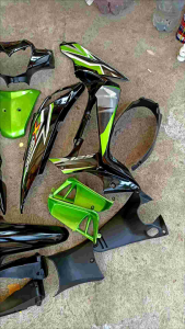 Cover Body Fullset Halus Kasar Honda Supra X 125 R New Batman 2008 s/d 2013 Plus Lis Stiker Hijau Hitam