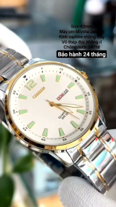 đồng hồ  nam CTizens size 42 máy Nhật mặt dạ quang sáng kính sapphire chống xước chống nước