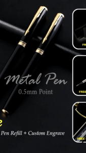 FREE Engrave P008 NAME LOGO Ballpoint Pen Metal Pen Ball point Pen Roller Pen 0.5mm school Office Stationery Gift Free 1Refill Free Pen Box
