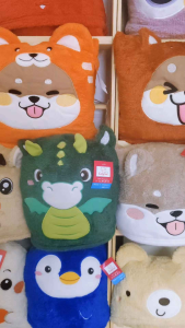 ผ้าห่ม12นักษัตร ฮู้ดหมี ฮู้ดขิบะ ฮู้ดตุ๊กตา เนื้อผ้าห่มโพลีบัว ผ้าหนานุ่ม ขนนุ่มลื่น ซักทำความสะอาดง่าย ขนาด 30*60 นิ้ว