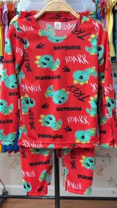 ชุดเซ็ตเสื้อแขนยาว กางเกงขายาว ชุดนอนเด็ก ผ้านิ่ม ใส่สบาย พิมพ์ลาย ฉลาม เสือ